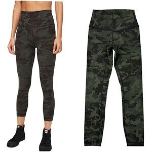 Lululemon Wunder Under 25” Green Camo Luxtreme Size 4